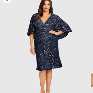 Mac Duggal Navy Blue Sequin Gown